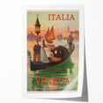 Retro Venice Italy Travel Poster - Gondola in Venice Canal Wall Art