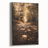 Framed canvas landscape art painting depicting a colorful autumn scene with silver frame, suitable for living room decor.