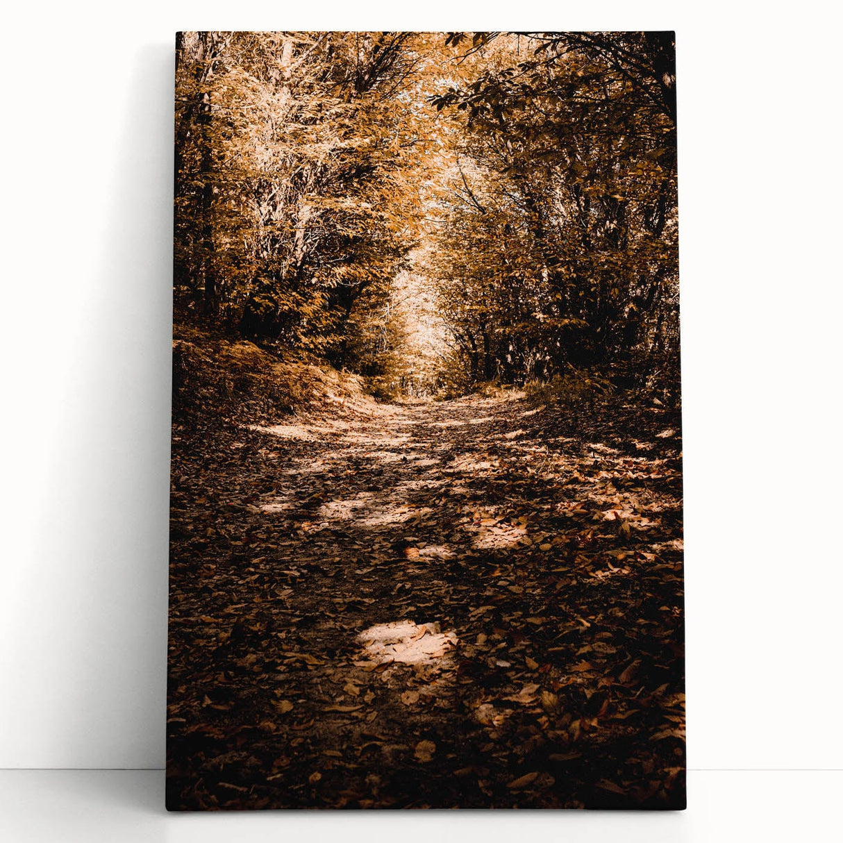 Large black and white stretched canvas depicting a minimalist fall scene, ideal for kitchen or bedroom wall art.