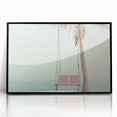 Large abstract wall art in mid-century modernist style on acrylic, featuring swirling blue and gray tones.