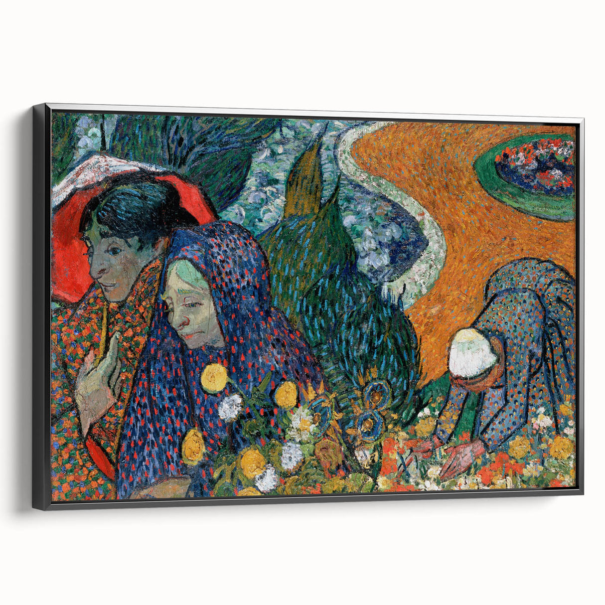 Black and white landscape painting of a vintage poster art on framed canvas, ideal for bedroom wall decor.