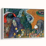 Vintage poster art of Van Gogh's painting on a framed canvas, featuring vibrant colors, ideal for living room decor.