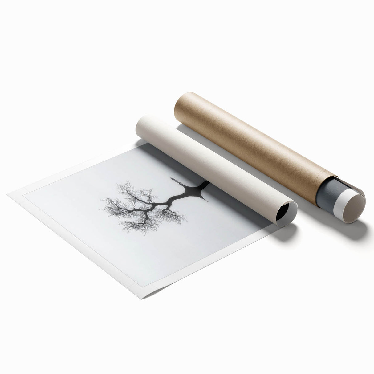 Minimalist Reflection Tree Office Wall Art – Modern Monochrome