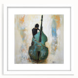 Abstract figurative frame with white mat, showcasing a modern art piece. The design features vibrant colors and dynamic shapes, perfect for contemporary decor.