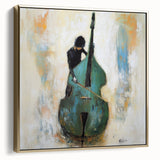 Framed abstract figurative canvas art in silver and gold tones, showcasing modern artistic design with elegant detailing, perfect for contemporary home decor.