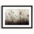 Abstract floral wall art featuring vibrant colors and intricate designs, framed in black with a mat, perfect for modern home decor and interior styling.