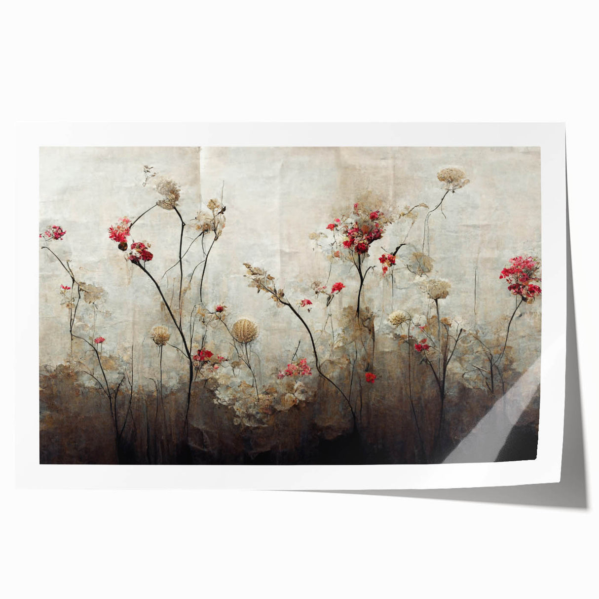 Abstract floral wall art print showcasing vibrant colors of pink, blue, and green. Perfect for modern home decor, enhancing any living space with elegance.