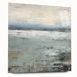 Abstract landscape wall art displayed in a side view on acrylic glass, featuring vibrant colors and intricate details, showcasing a modern artistic design perfect for home decor.