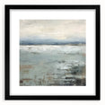 Abstract landscape wall art framed in black with a mat, showcasing vibrant colors and dynamic shapes, perfect for modern home decor.