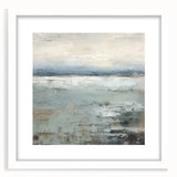 Abstract landscape wall art framed in white mat, showcasing vibrant colors and dynamic shapes, perfect for modern decor or art lovers. Ideal for enhancing living spaces.