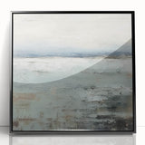 Abstract landscape wall art framed in black acrylic, showcasing vibrant colors and dynamic shapes, perfect for modern home decor and artistic expression.