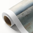 Abstract landscape wall art on rolled canvas showcasing vibrant colors of blue, green, and orange, ideal for modern home décor, enhancing any living space.