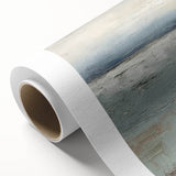 Abstract landscape wall art on rolled canvas showcasing vibrant colors of blue, green, and orange, ideal for modern home décor, enhancing any living space.