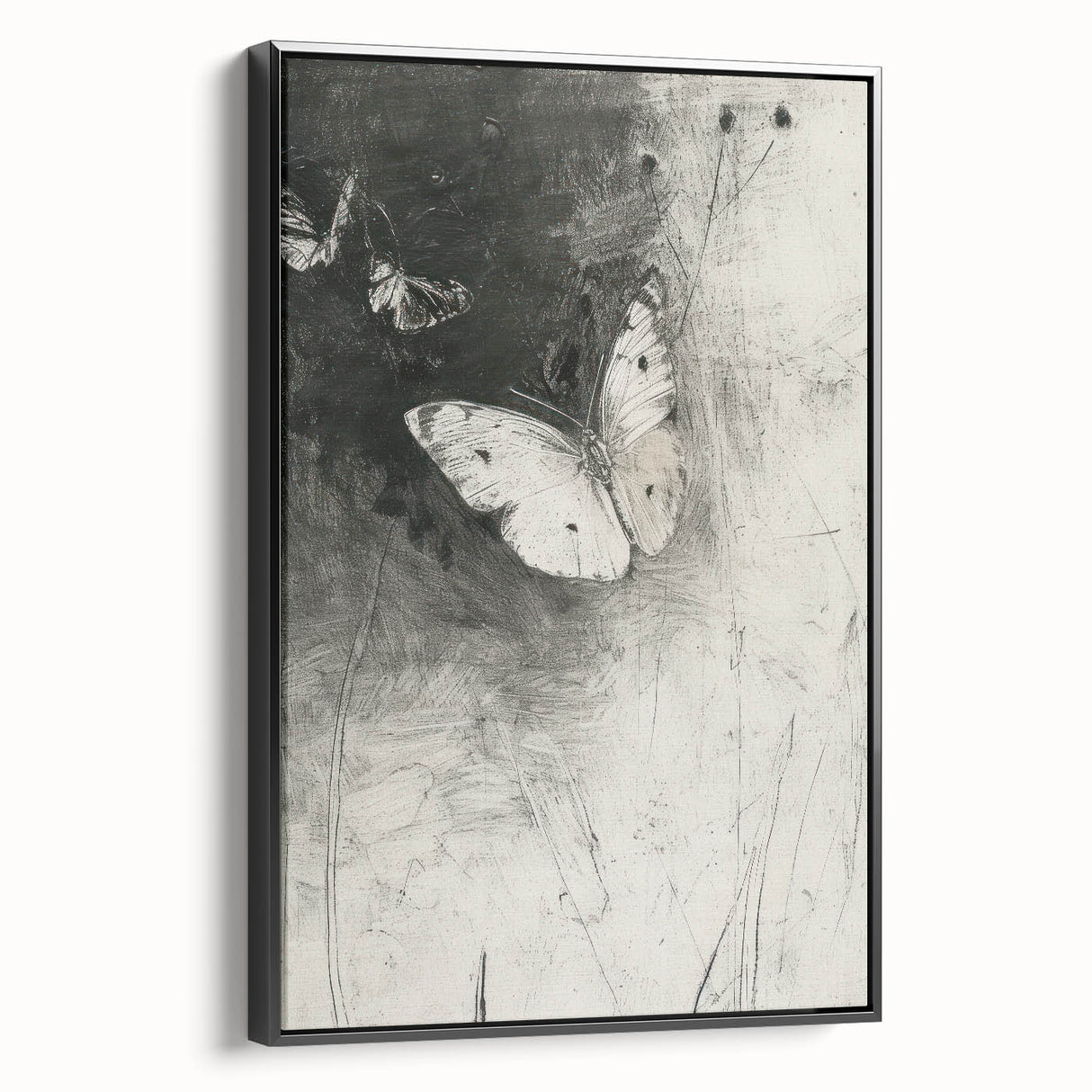 Framed canvas artwork depicting a vibrant animal design, featuring intricate details in bold colors, elegantly displayed against a sleek black frame. Ideal for enhancing modern home decor.