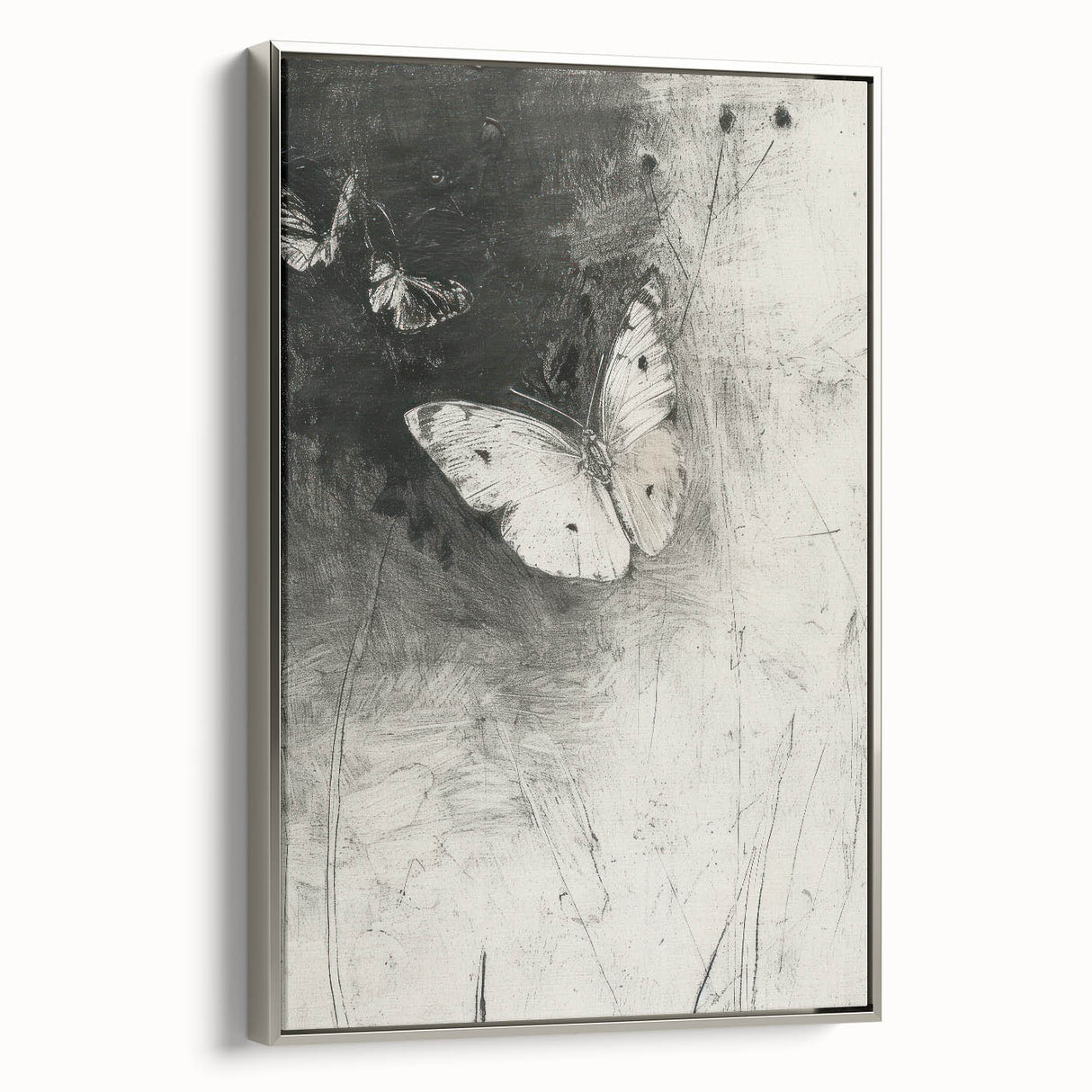 Framed canvas artwork showcasing a vibrant animal design with a silver frame, emphasizing intricate details and textures, perfect for modern decor.