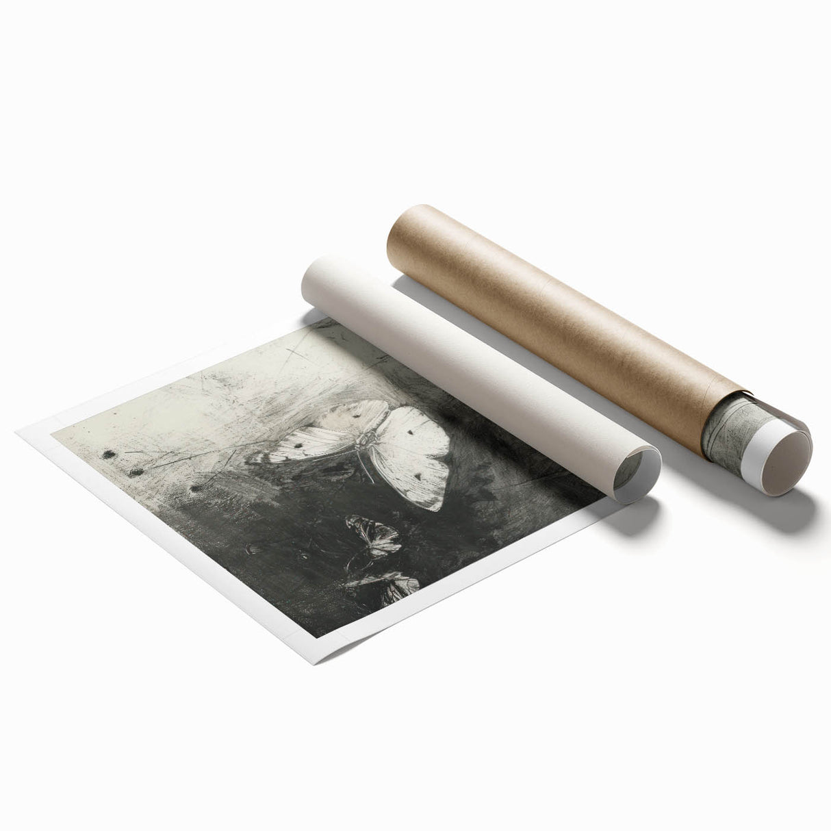 Rolled canvas print showcasing a vibrant animal design in earthy tones, carefully rolled for shipping in a durable cardboard tube, perfect for wall decor enthusiasts.
