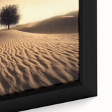 Framed canvas artwork depicting a vibrant beach landscape, showcasing soft waves and golden sand. Perfect for coastal decor enthusiasts seeking serene ambiance.