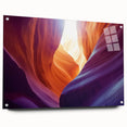 Acrylic glass landscape art showcasing vibrant canyon scenery, viewed from the side and secured with stylish pins. Ideal for modern home decor enthusiasts.