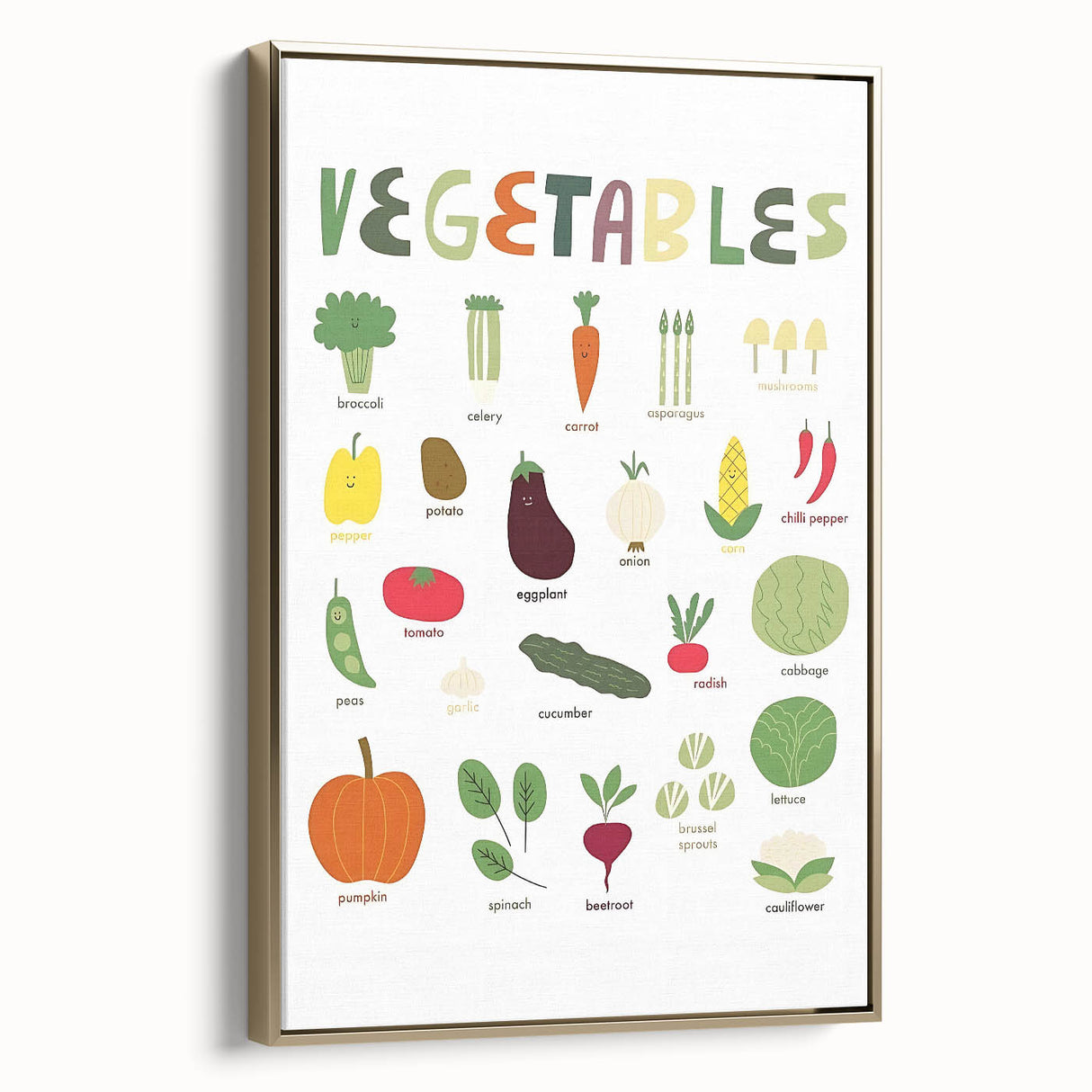 Vegetables Kids Educational Wall Art - Learning Poster for Classrooms