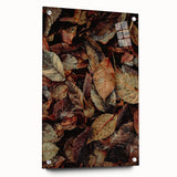 Large abstract wall art depicting autumnal colors on acrylic glass, suitable for bedroom or dining room decor.