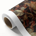 Art deco poster featuring autumnal trees in warm orange and yellow tones on rolled canvas, ideal for nursery wall art.