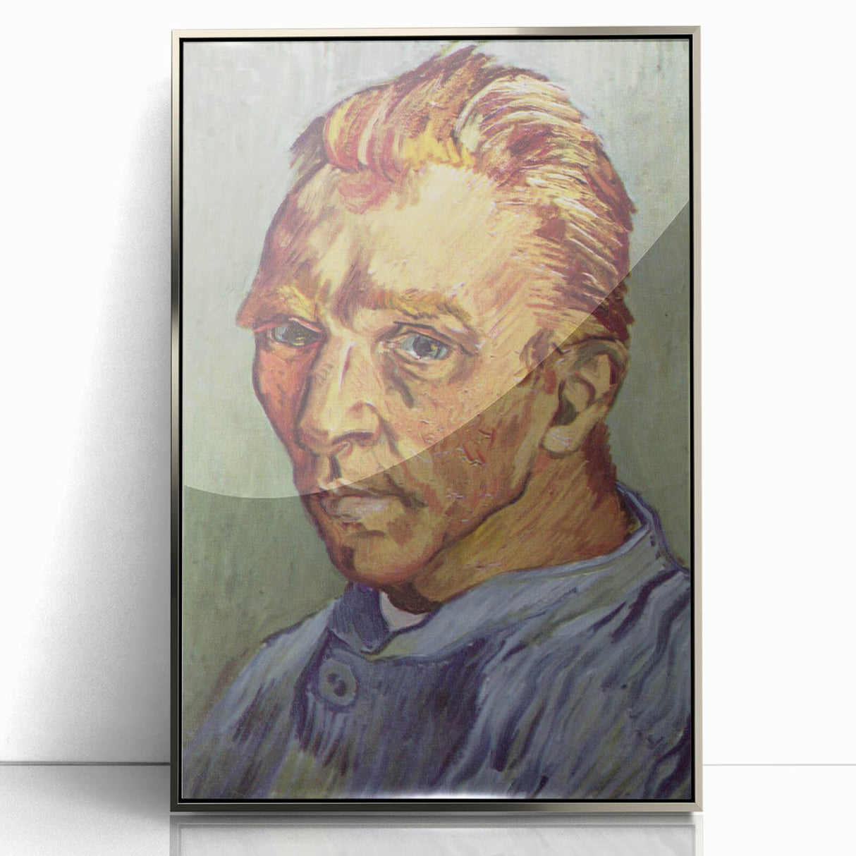 Mid-century modernist art depicting Van Gogh’s Starry Night in a silver frame, ideal for modern art wall decor.