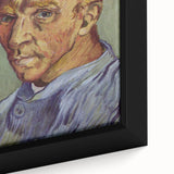 Close-up of a textured, extra large framed canvas depicting a colorful abstract design in black and vibrant hues.