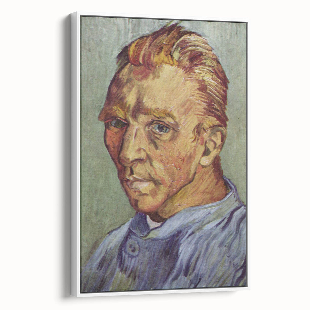Vintage poster art of Van Gogh's painting on a large framed canvas with vivid colors, ideal for living room decor.