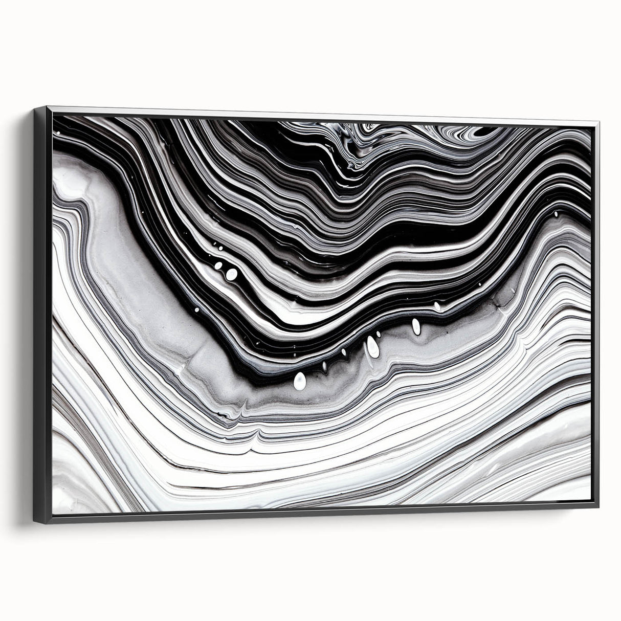 Acrylic Glass Bedroom Wall Art – Black & White Fluid Marble Print