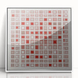 Abstract geometric framed acrylic artwork showcasing a modern design with white and pastel colors, ideal for contemporary home decor and artistic displays.