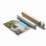 Extra large wall art featuring a Greek door design in muted earth tones on rolled canvas, suitable for classy bathroom decor.