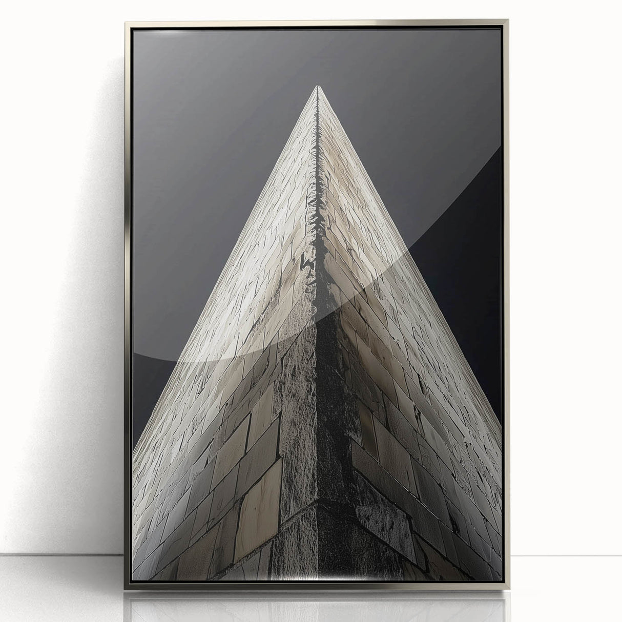 Mid-century modernist art depicting geometric shapes in muted tones on a framed acrylic, ideal for nursery wall decor.