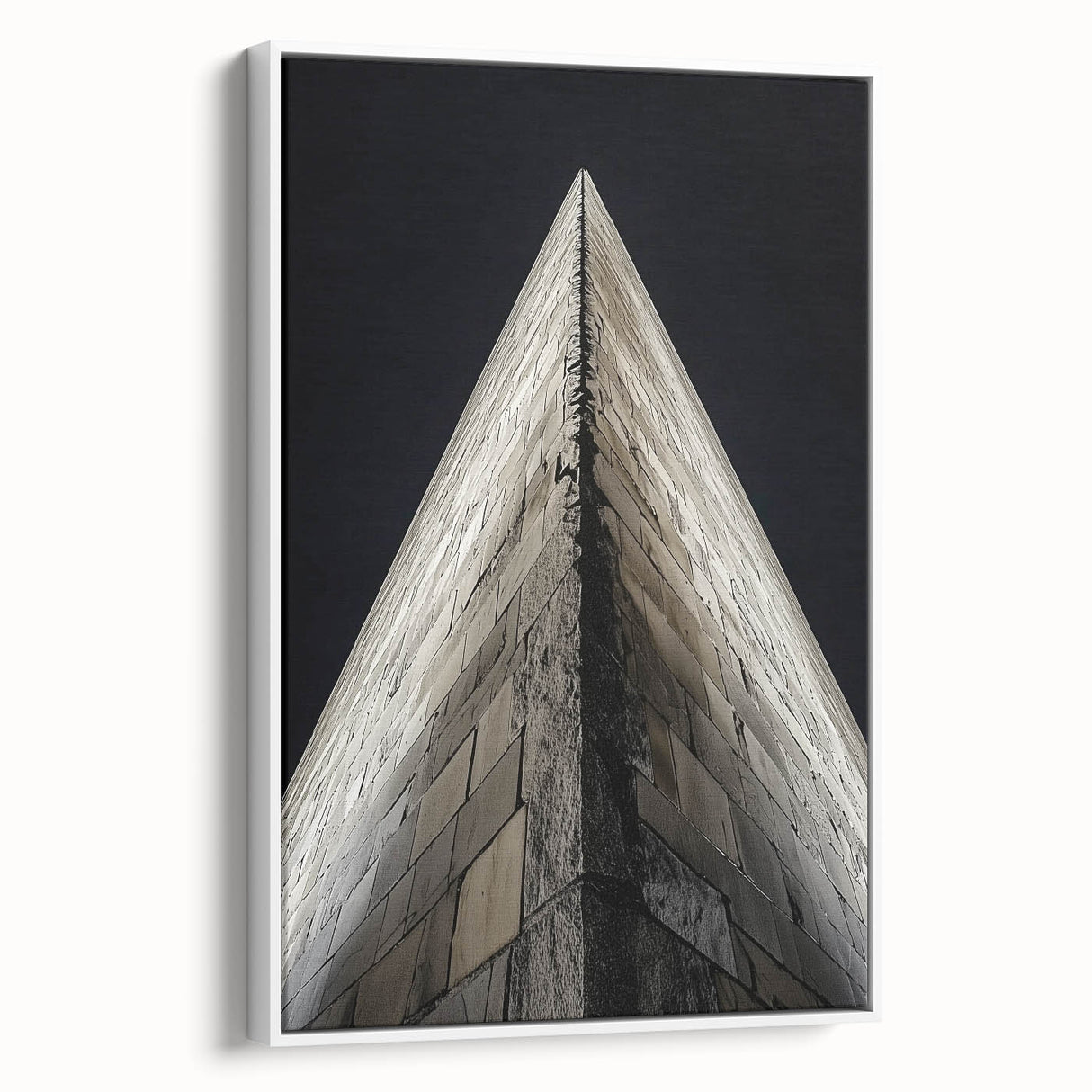 Vintage poster art of a classic architecture design in muted black and white tones on a framed canvas.
