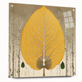 Acrylic glass wall art featuring a vibrant floral and botanical design, showcased from the side with decorative pins, perfect for modern home decor.