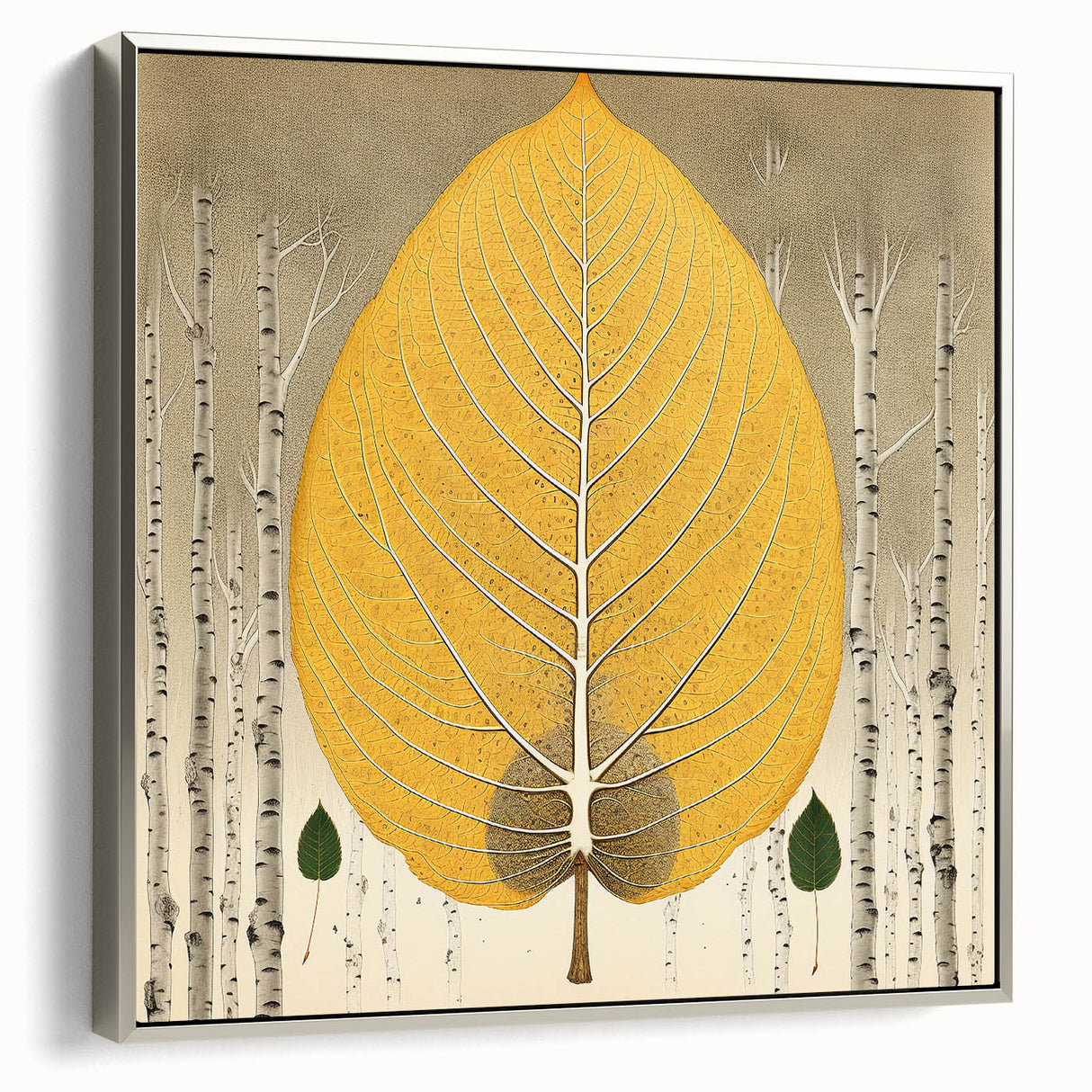 Framed wall art featuring a floral and botanical design on a canvas with silver accents, showcasing vibrant colors and intricate details, ideal for home decor.
