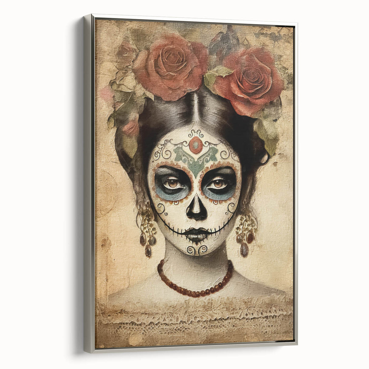 Elegant Rose Catrina – Día de los Muertos Canvas Art