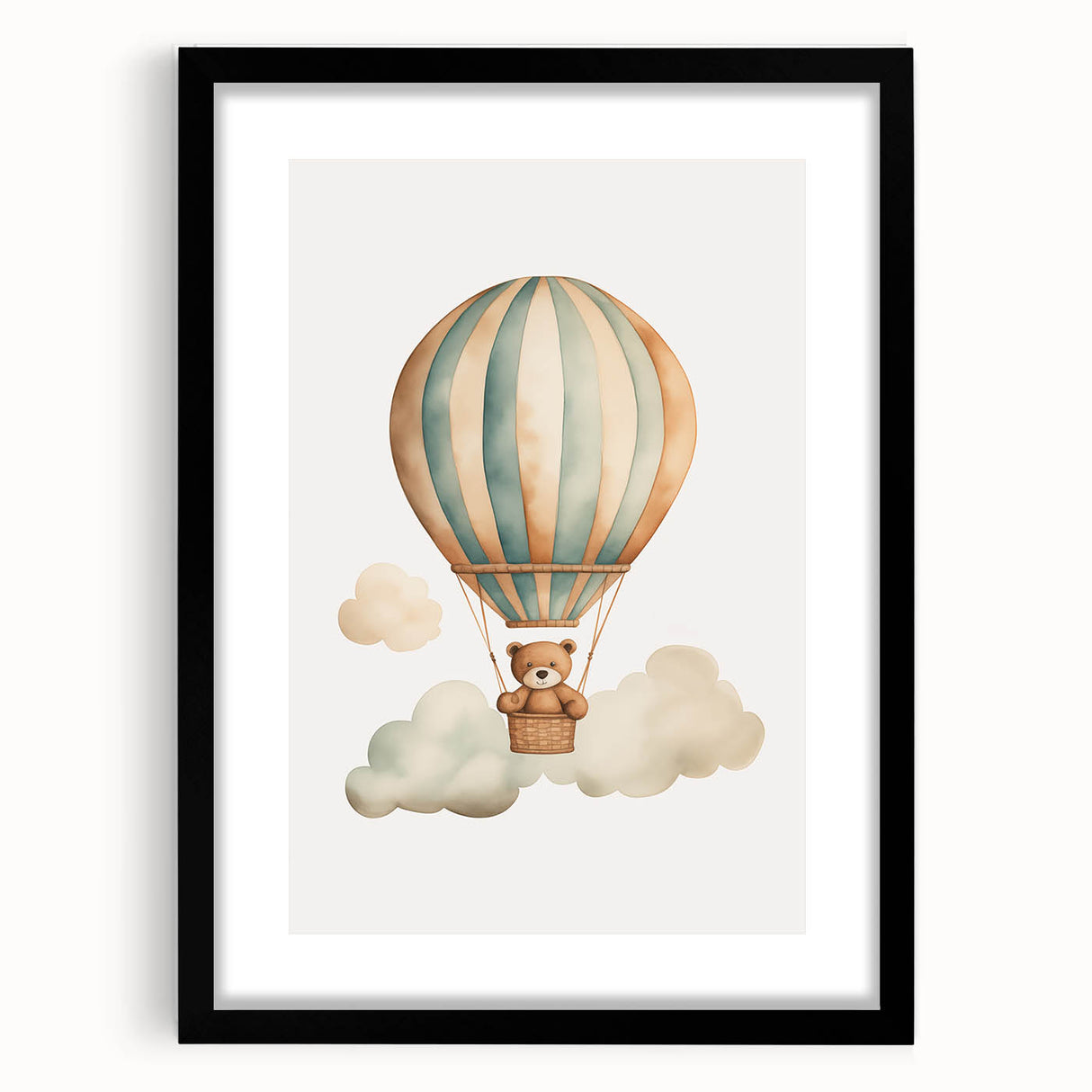 Teddy Bear Hot Air Balloon Nursery Wall Art - Baby Room Decor
