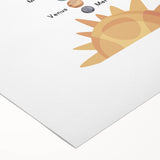 Solar System Typography Art Print – Planets and Sun Wall Art