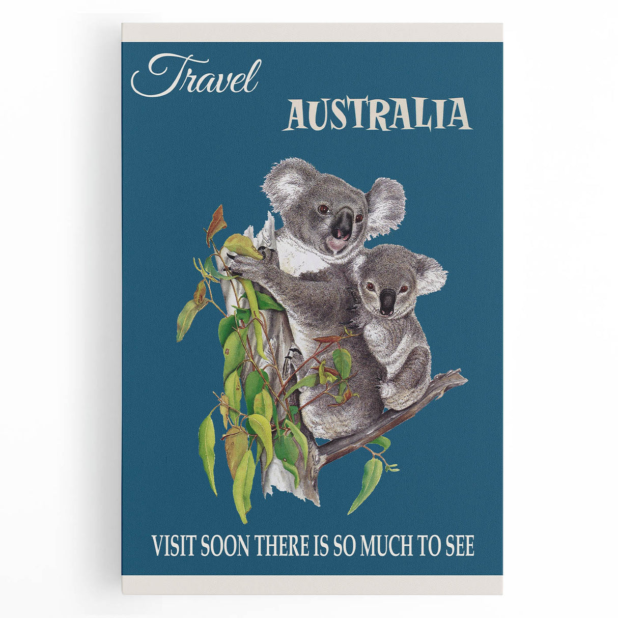 Australia Retro Travel Poster | Koala Wildlife Art Print