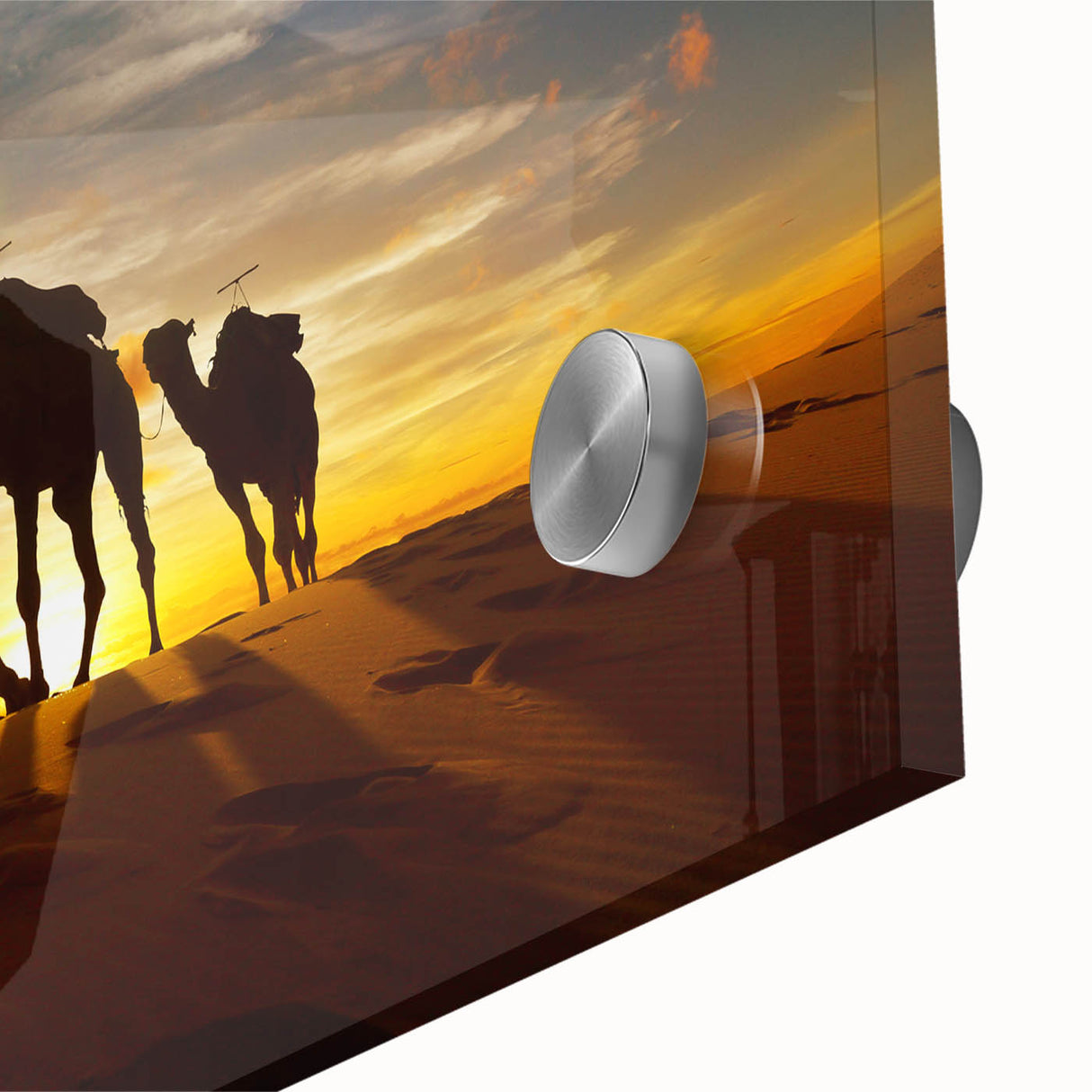 Large abstract wall art featuring Algerian scenery in muted earth tones on acrylic glass, ideal for dining room art.