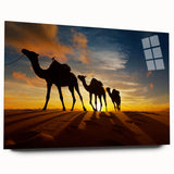 Large abstract wall art depicting an Algerian landscape in muted earth tones on acrylic glass.