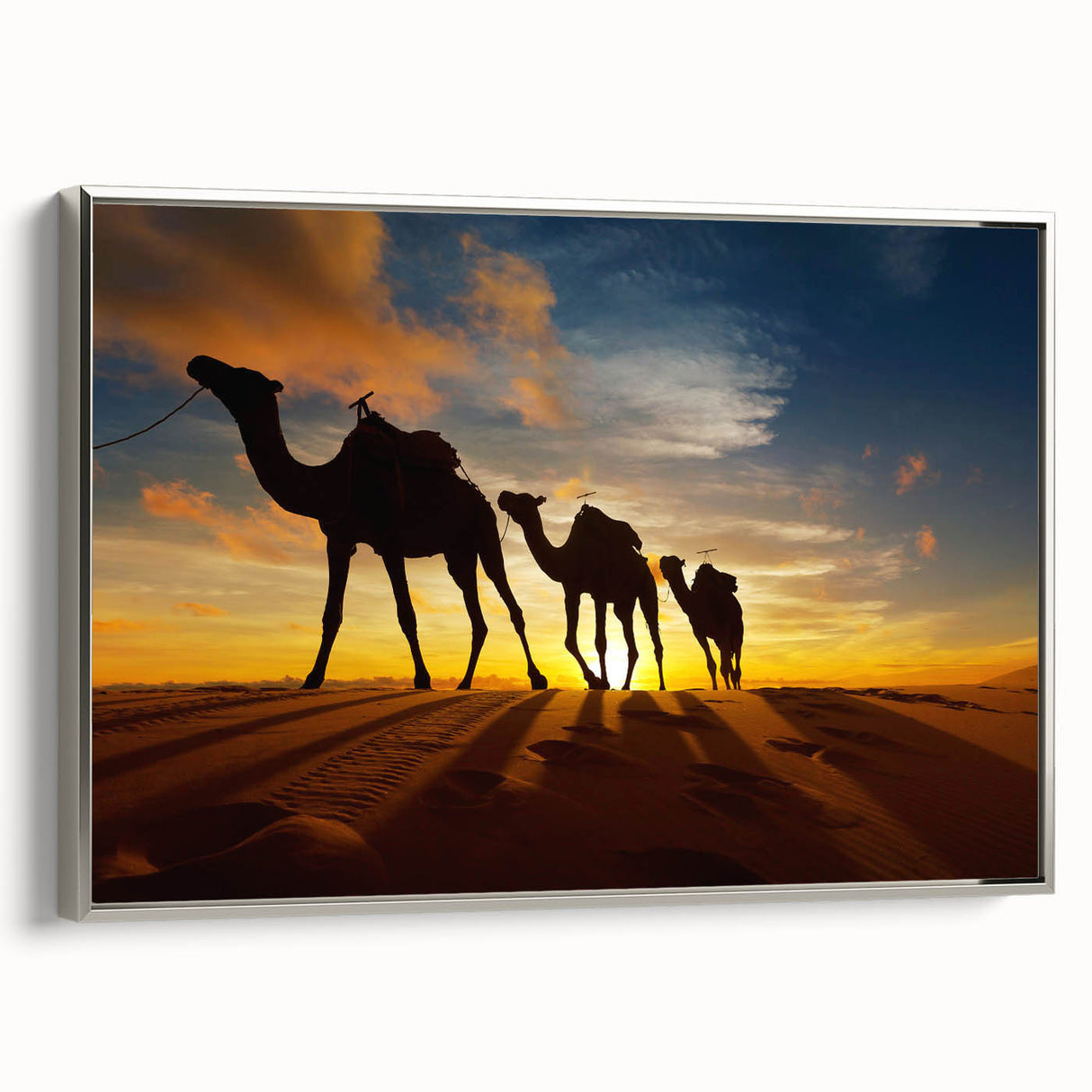 Extra large vintage poster art of an Algerian landscape on a framed canvas.