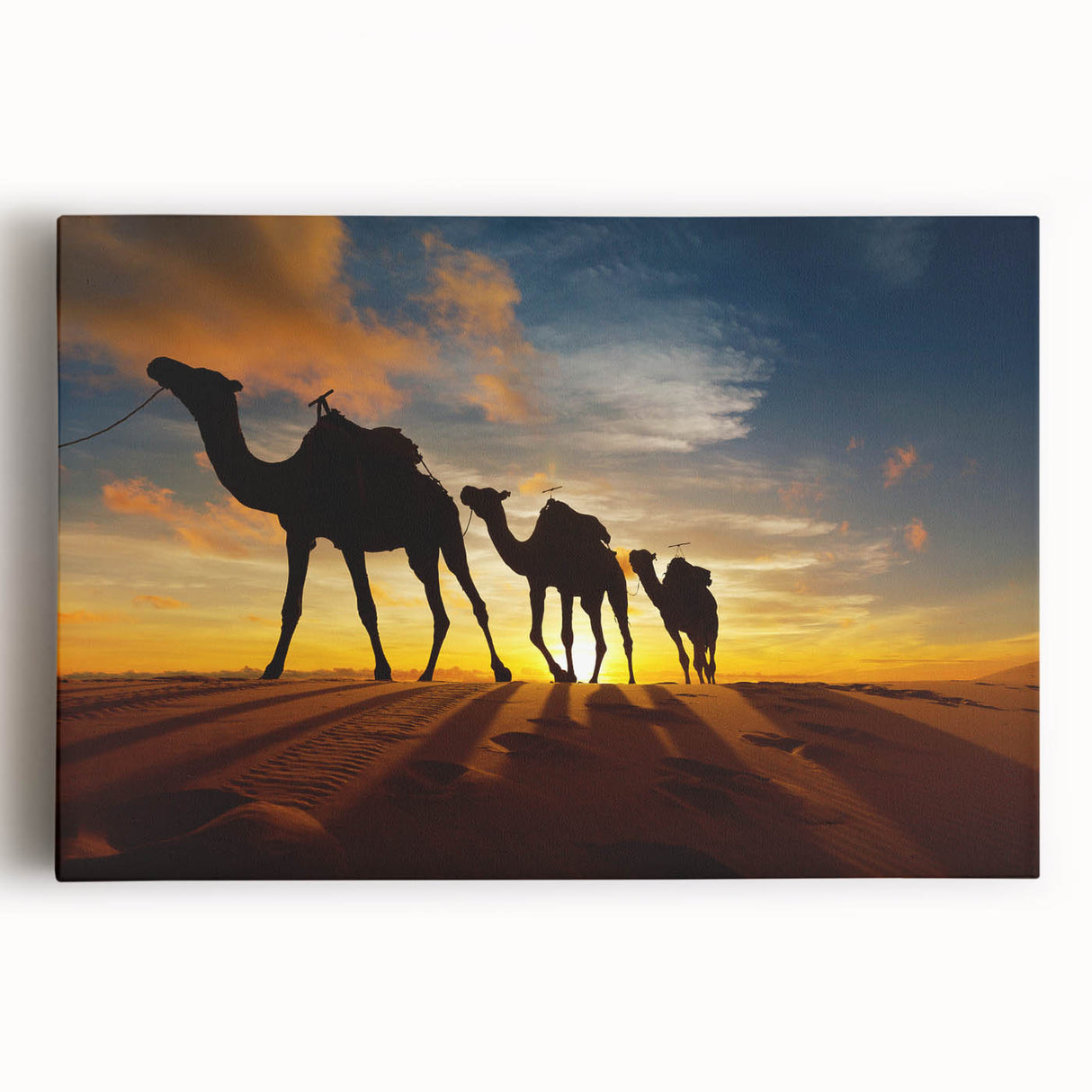 Large black and white stretched canvas featuring an Algerian landscape, ideal for kitchen wall art.
