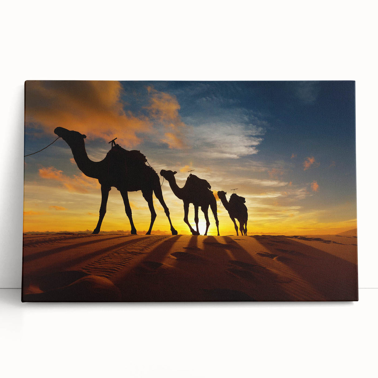 Large black and white stretched canvas depicting Algerian scenery, ideal for kitchen wall art or bedroom decor.