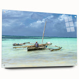 Acrylic print of a Kenyan landscape featuring expansive savannah under a vast sky, ideal for dining room decor.