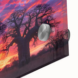 Large abstract wall art depicting Madagascar scenery on acrylic glass in mid-century modernist style.