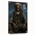 Acrylic glass print of a Mali landscape in muted earth tones, ideal for dining room decor.
