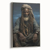 Framed canvas depicting a serene Mali landscape in muted earth tones, ideal for bedroom wall decor.
