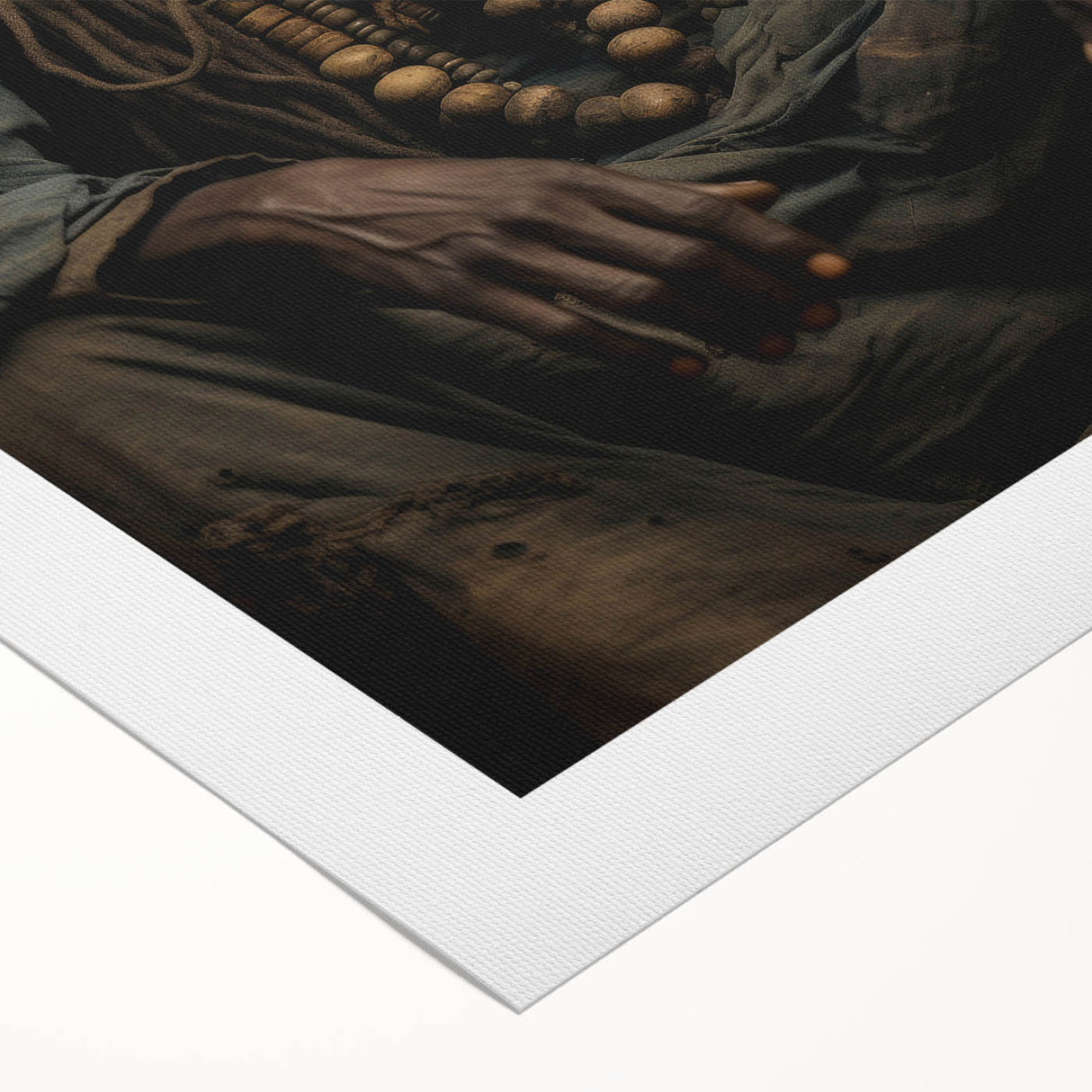 Art deco poster of a Mali scenery in muted earth tones on rolled canvas, suitable for dining room decor.