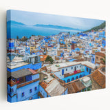 Large wall art of a Moroccan landscape in muted earth tones on stretched canvas, ideal for kitchen wall decor.